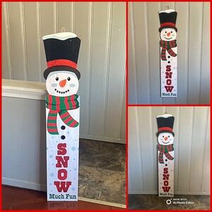 NWT- 48” Glittered LET IT SNOW Snowman Wooden Leaner or Hanger Decoration Sign